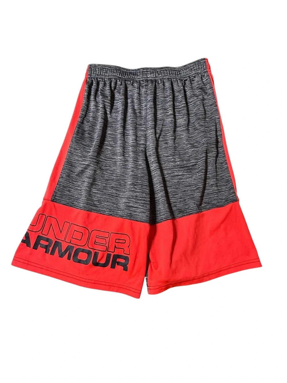 YOUTH GIRLS UNDER ARMOUR HEAT GEAR GRAY/ORANGE GYM/ATHLETIC SHORTS XL